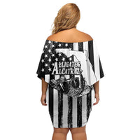 Alligator Alcatraz Family Matching Off Shoulder Short Dress and Hawaiian Shirt Cool Gator Everglades USA Grunge Flag - Wonder Print Shop