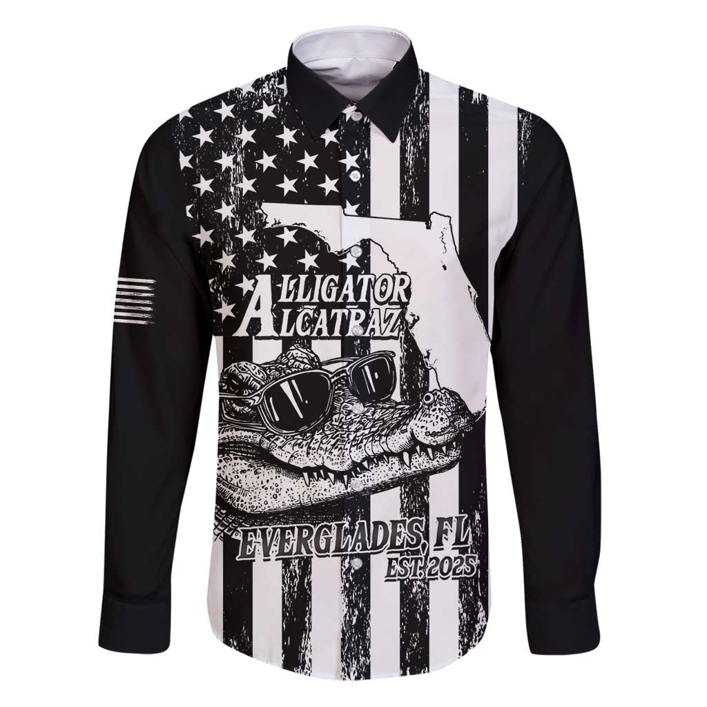 Alligator Alcatraz Family Matching Puletasi and Hawaiian Shirt Cool Gator Everglades USA Grunge Flag - Wonder Print Shop