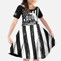 Alligator Alcatraz Family Matching Short Sleeve Bodycon Dress and Hawaiian Shirt Cool Gator Everglades USA Grunge Flag - Wonder Print Shop