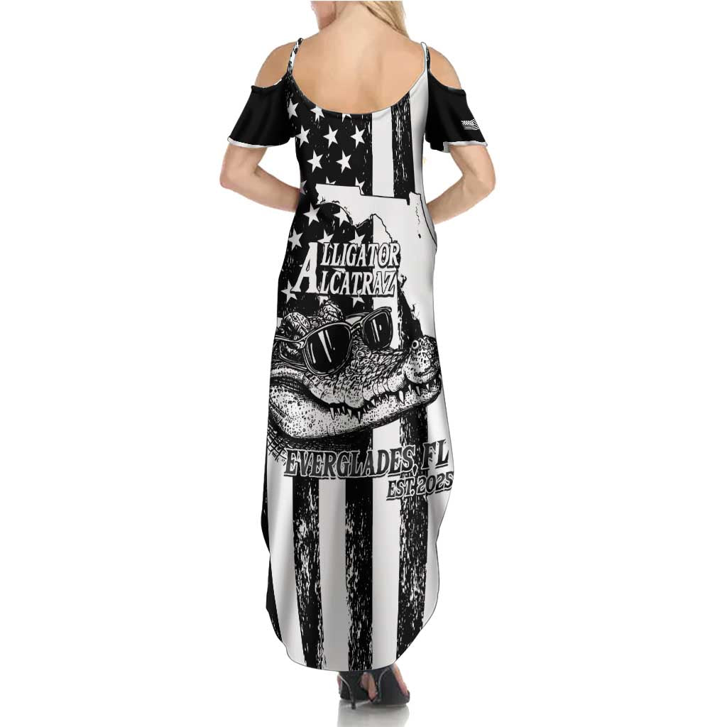 Alligator Alcatraz Family Matching Summer Maxi Dress and Hawaiian Shirt Cool Gator Everglades USA Grunge Flag - Wonder Print Shop