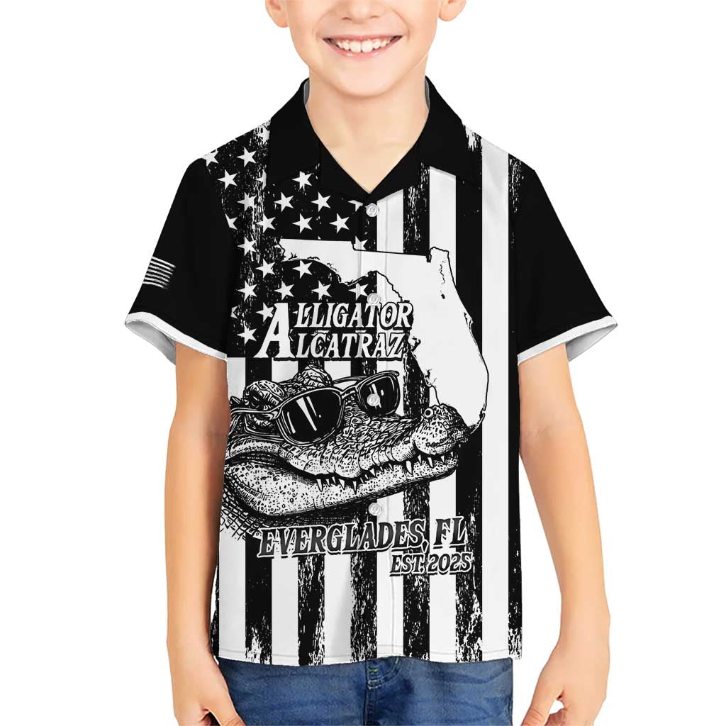 Alligator Alcatraz Hawaiian Shirt Cool Gator Everglades USA Grunge Flag - Wonder Print Shop
