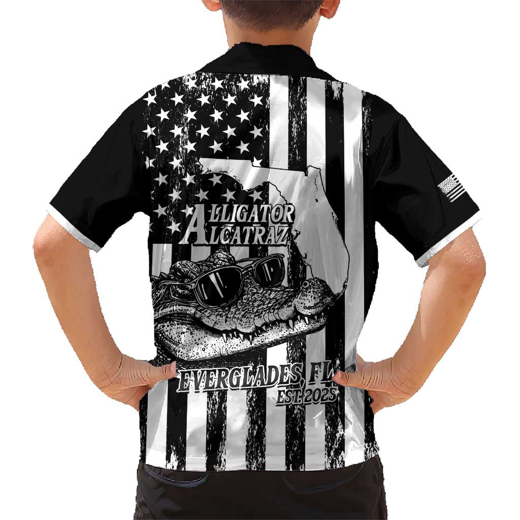 Alligator Alcatraz Hawaiian Shirt Cool Gator Everglades USA Grunge Flag - Wonder Print Shop