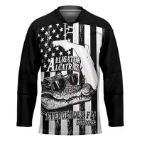 Alligator Alcatraz Hockey Jersey Cool Gator Everglades USA Grunge Flag - Wonder Print Shop