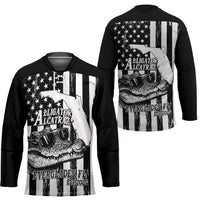 Alligator Alcatraz Hockey Jersey Cool Gator Everglades USA Grunge Flag - Wonder Print Shop