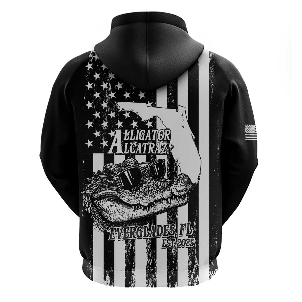 Alligator Alcatraz Hoodie Cool Gator Everglades USA Grunge Flag - Wonder Print Shop