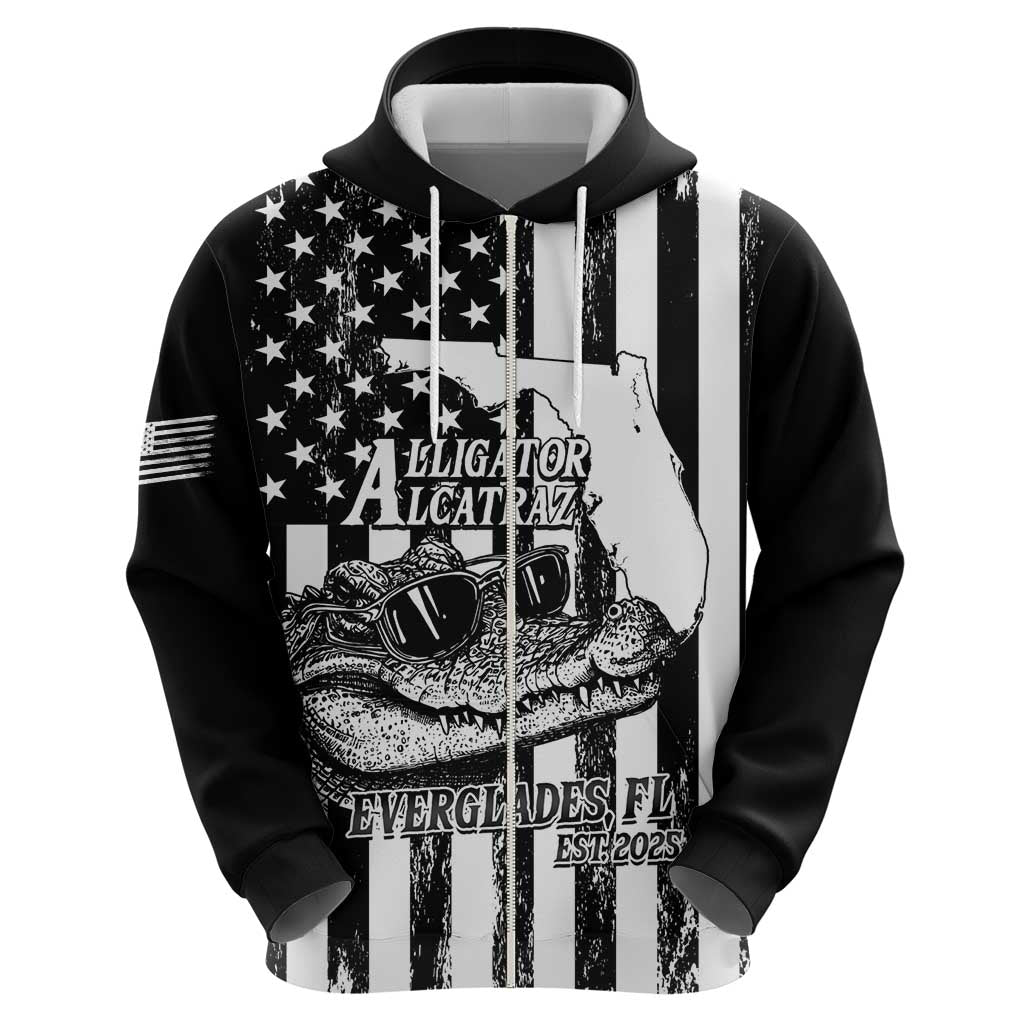 Alligator Alcatraz Hoodie Cool Gator Everglades USA Grunge Flag - Wonder Print Shop