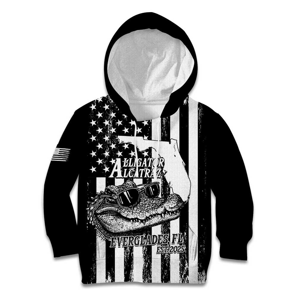 Alligator Alcatraz Kid Hoodie Cool Gator Everglades USA Grunge Flag - Wonder Print Shop