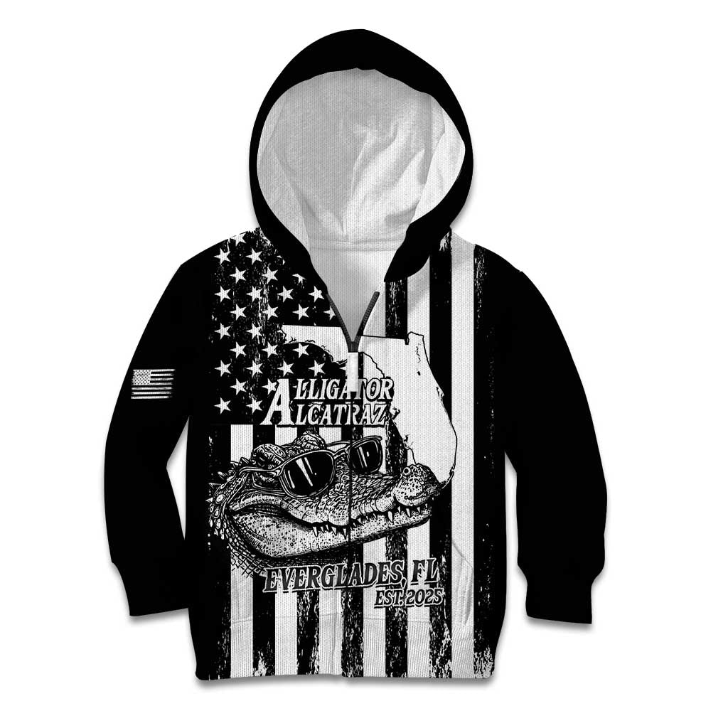 Alligator Alcatraz Kid Hoodie Cool Gator Everglades USA Grunge Flag - Wonder Print Shop