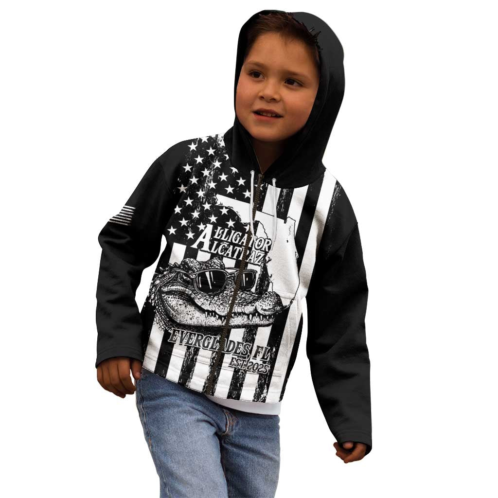 Alligator Alcatraz Kid Hoodie Cool Gator Everglades USA Grunge Flag - Wonder Print Shop