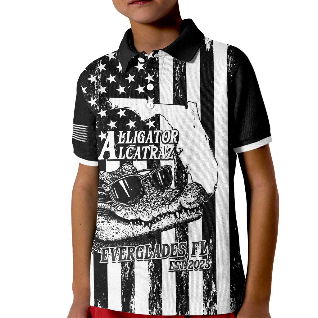 Alligator Alcatraz Kid Polo Shirt Cool Gator Everglades USA Grunge Flag - Wonder Print Shop
