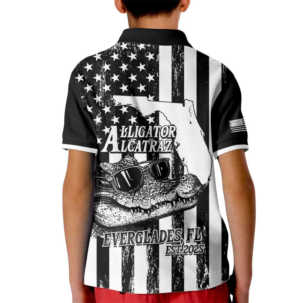 Alligator Alcatraz Kid Polo Shirt Cool Gator Everglades USA Grunge Flag - Wonder Print Shop