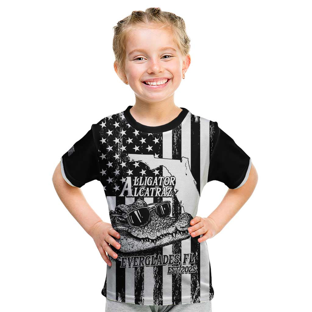 Alligator Alcatraz Kid T Shirt Cool Gator Everglades USA Grunge Flag - Wonder Print Shop