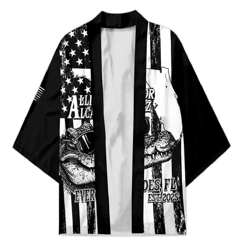 Alligator Alcatraz Kimono Cool Gator Everglades USA Grunge Flag - Wonder Print Shop