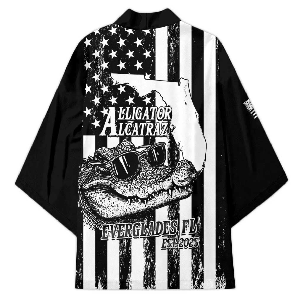Alligator Alcatraz Kimono Cool Gator Everglades USA Grunge Flag - Wonder Print Shop