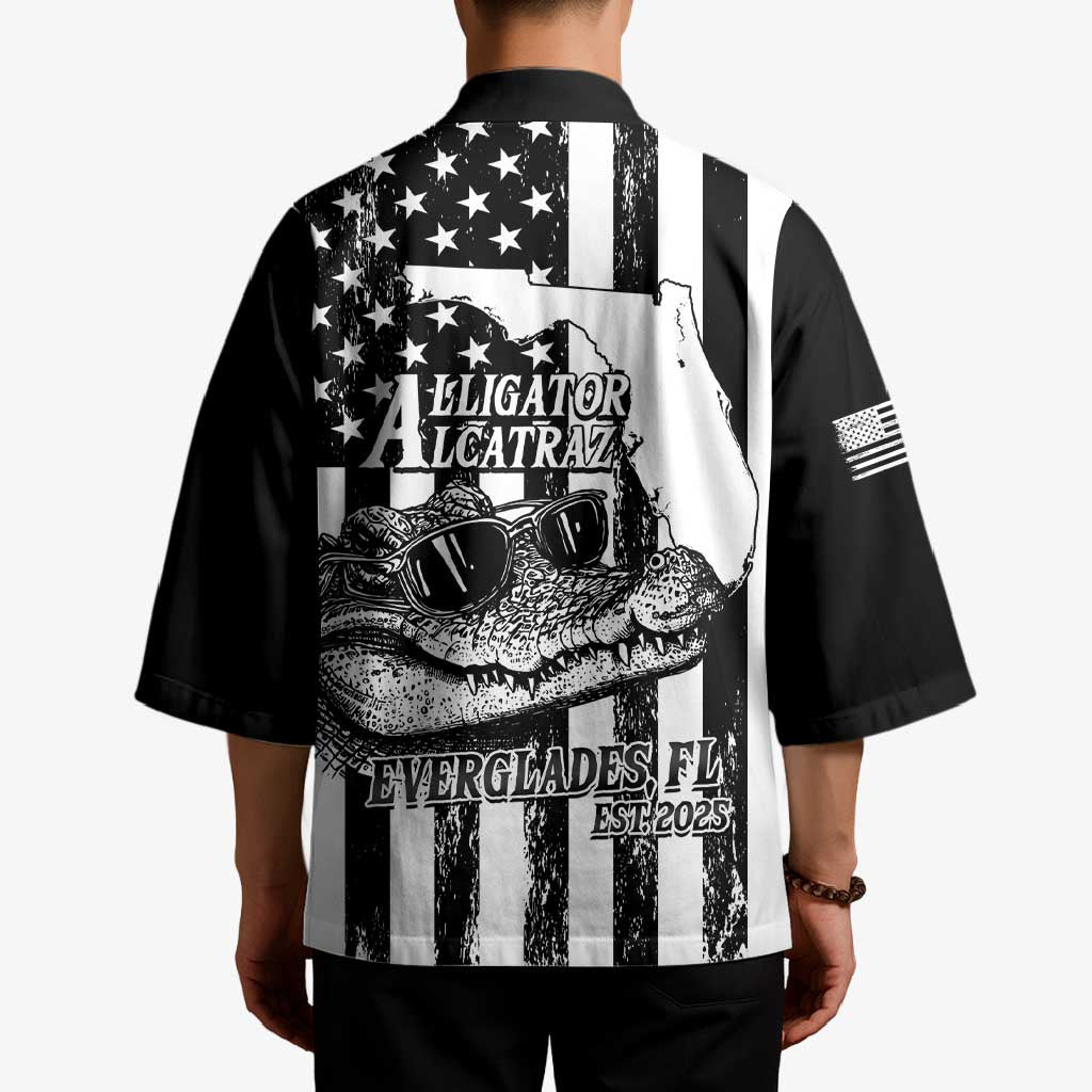 Alligator Alcatraz Kimono Cool Gator Everglades USA Grunge Flag - Wonder Print Shop