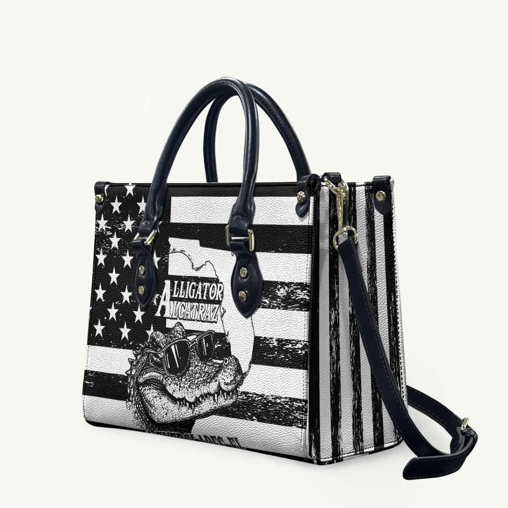 Alligator Alcatraz Leather Bag Cool Gator Everglades USA Grunge Flag - Wonder Print Shop
