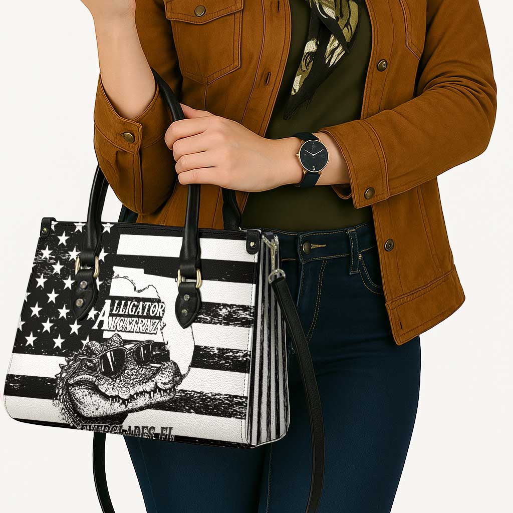 Alligator Alcatraz Leather Bag Cool Gator Everglades USA Grunge Flag - Wonder Print Shop