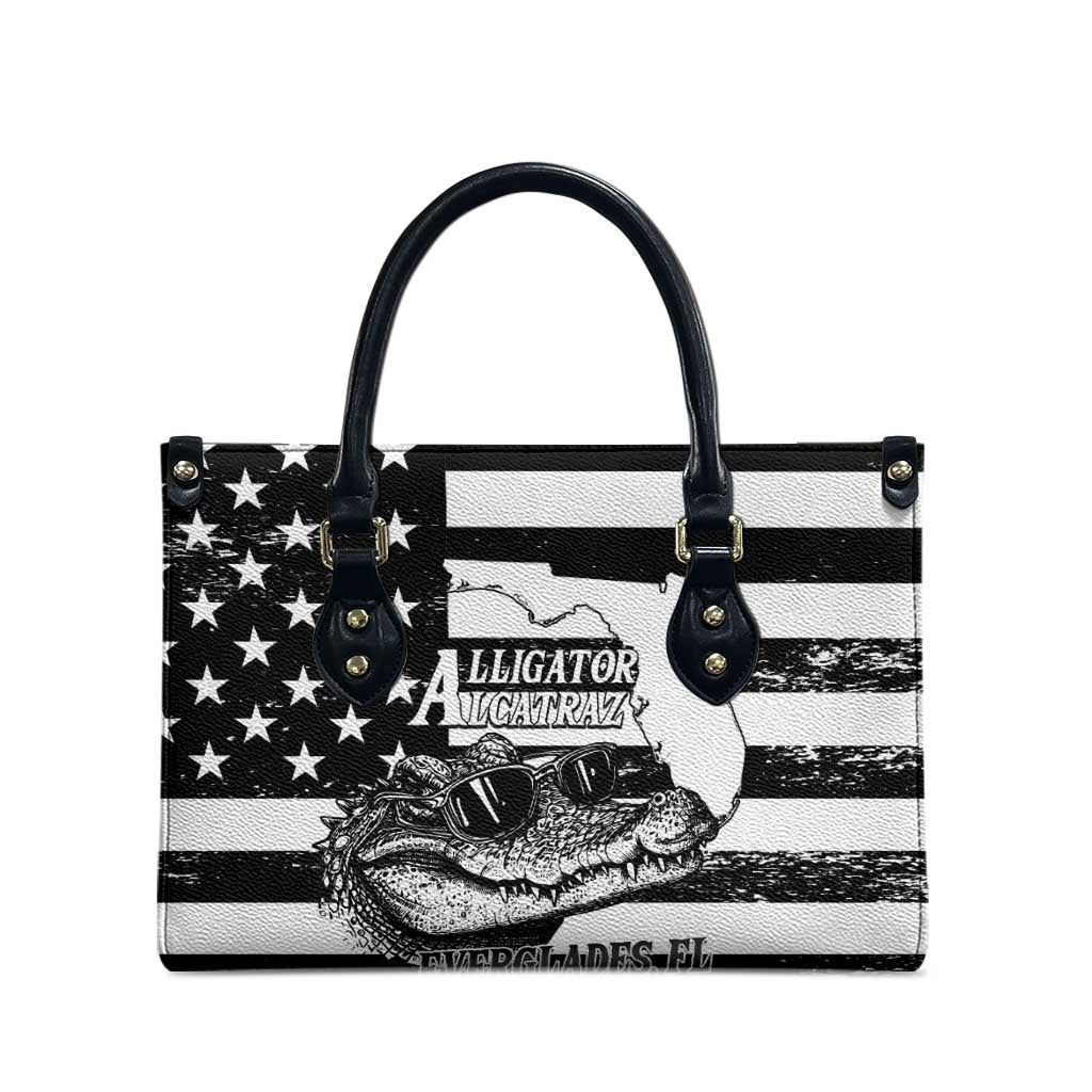 Alligator Alcatraz Leather Bag Cool Gator Everglades USA Grunge Flag - Wonder Print Shop