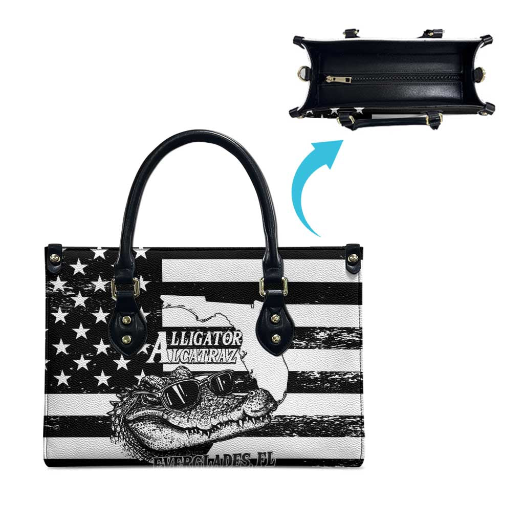 Alligator Alcatraz Leather Bag Cool Gator Everglades USA Grunge Flag - Wonder Print Shop