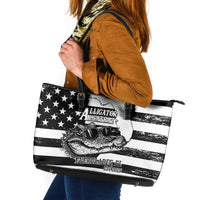 Alligator Alcatraz Leather Tote Bag Cool Gator Everglades USA Grunge Flag - Wonder Print Shop