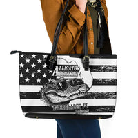 Alligator Alcatraz Leather Tote Bag Cool Gator Everglades USA Grunge Flag - Wonder Print Shop