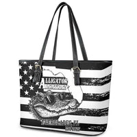 Alligator Alcatraz Leather Tote Bag Cool Gator Everglades USA Grunge Flag - Wonder Print Shop