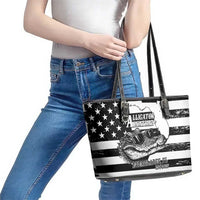 Alligator Alcatraz Leather Tote Bag Cool Gator Everglades USA Grunge Flag - Wonder Print Shop