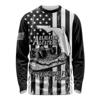 Alligator Alcatraz Long Sleeve Shirt Cool Gator Everglades USA Grunge Flag - Wonder Print Shop