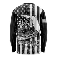 Alligator Alcatraz Long Sleeve Shirt Cool Gator Everglades USA Grunge Flag - Wonder Print Shop