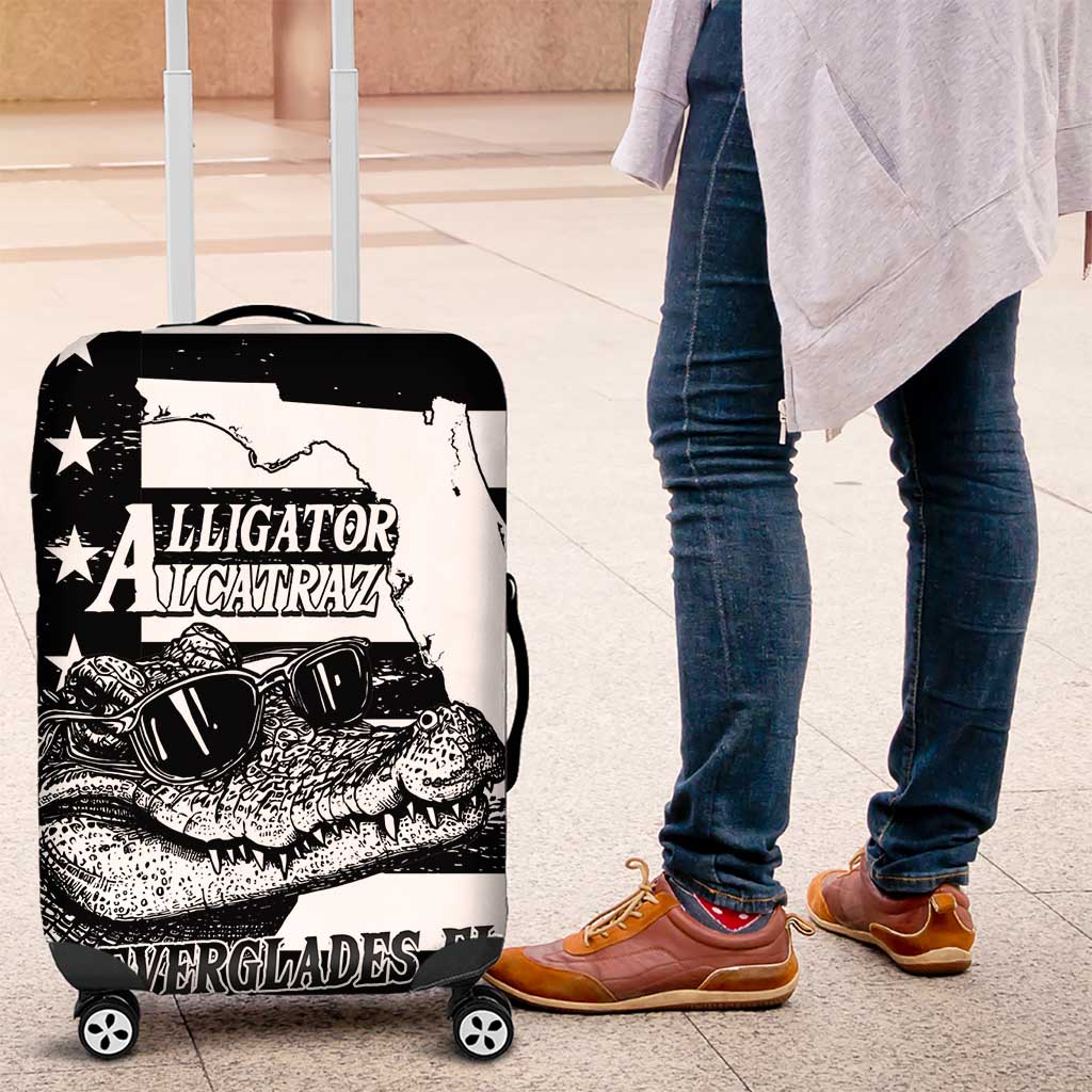 Alligator Alcatraz Luggage Cover Cool Gator Everglades USA Grunge Flag - Wonder Print Shop