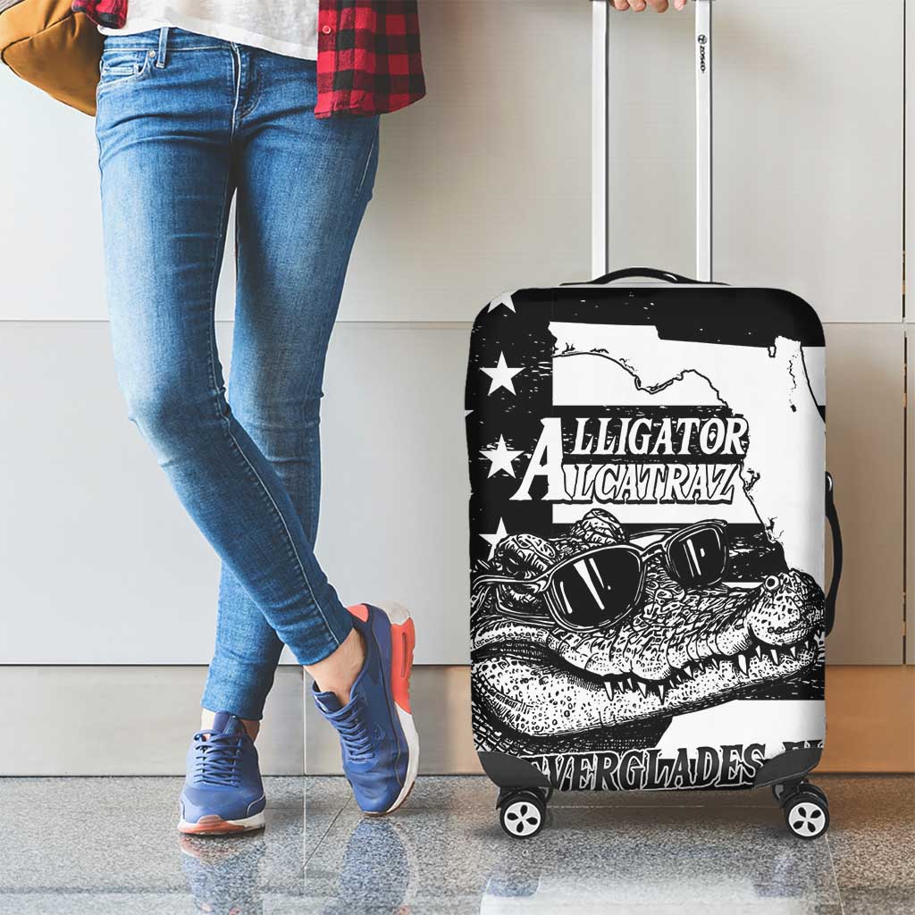 Alligator Alcatraz Luggage Cover Cool Gator Everglades USA Grunge Flag - Wonder Print Shop