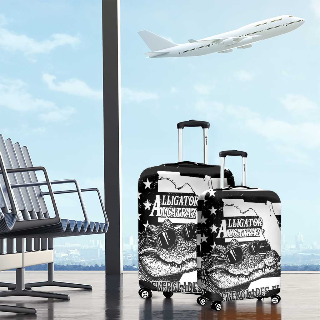 Alligator Alcatraz Luggage Cover Cool Gator Everglades USA Grunge Flag - Wonder Print Shop