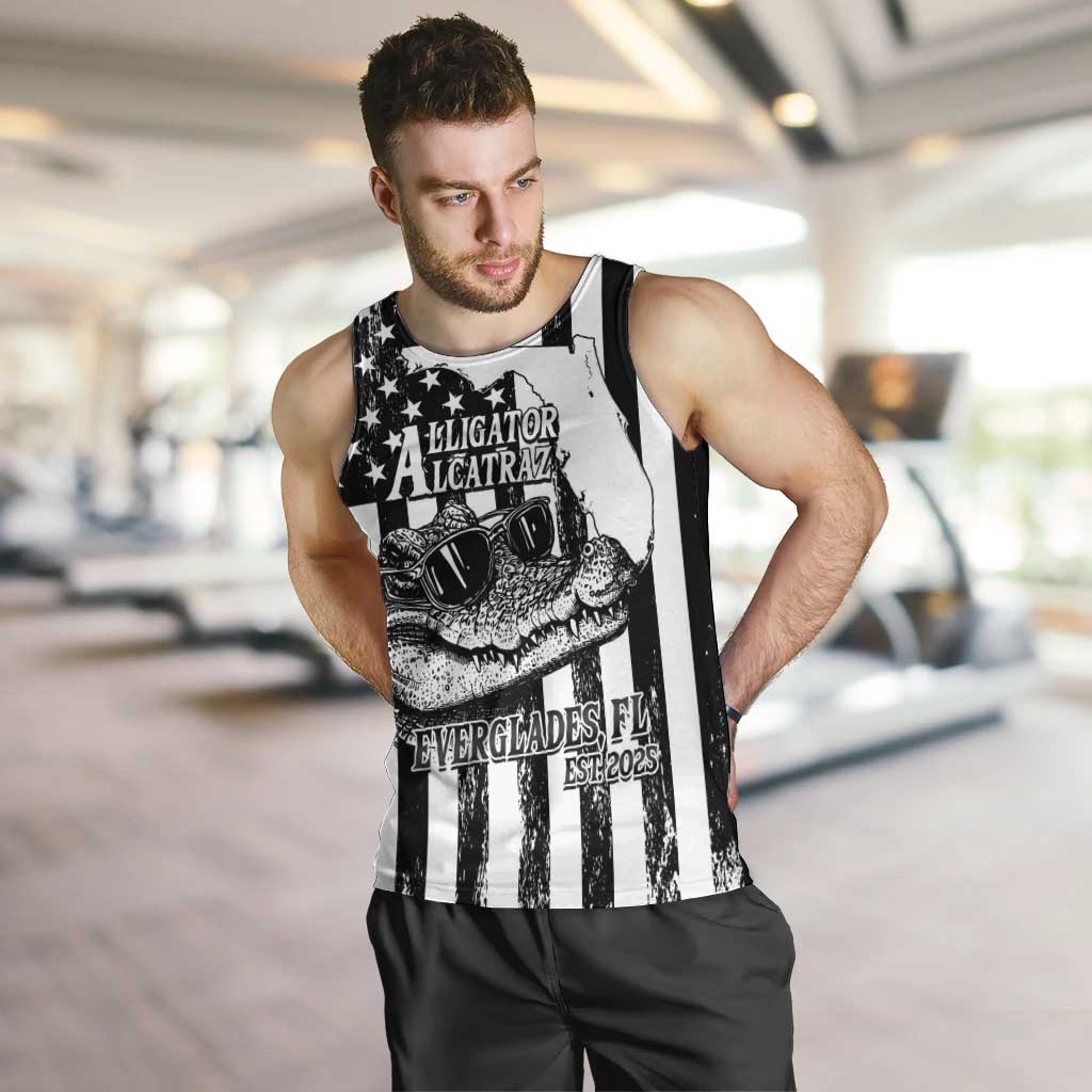 Alligator Alcatraz Men Tank Top Cool Gator Everglades USA Grunge Flag - Wonder Print Shop