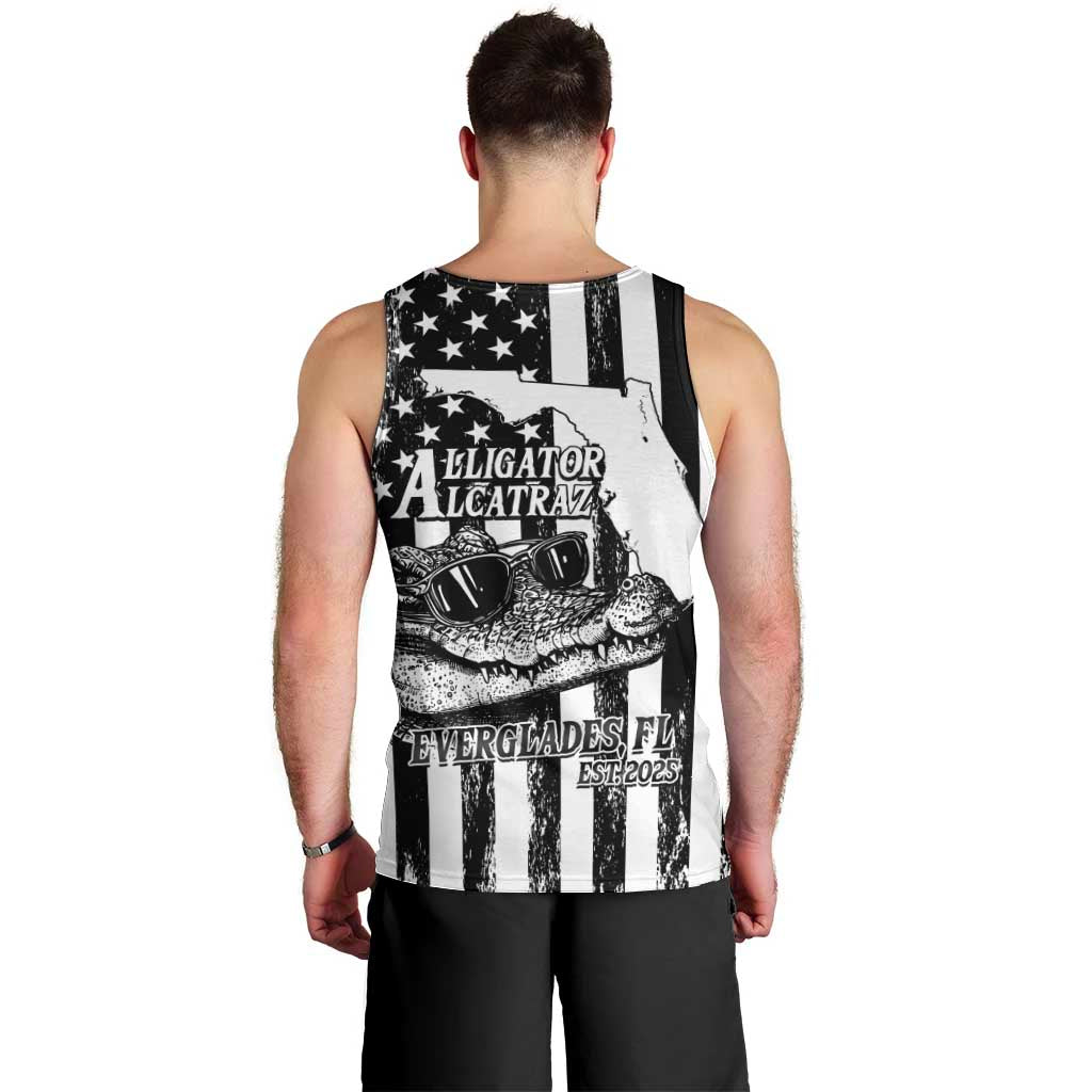Alligator Alcatraz Men Tank Top Cool Gator Everglades USA Grunge Flag - Wonder Print Shop