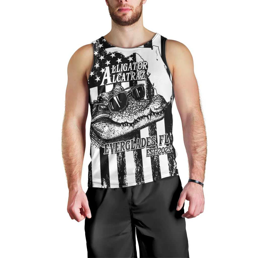 Alligator Alcatraz Men Tank Top Cool Gator Everglades USA Grunge Flag - Wonder Print Shop