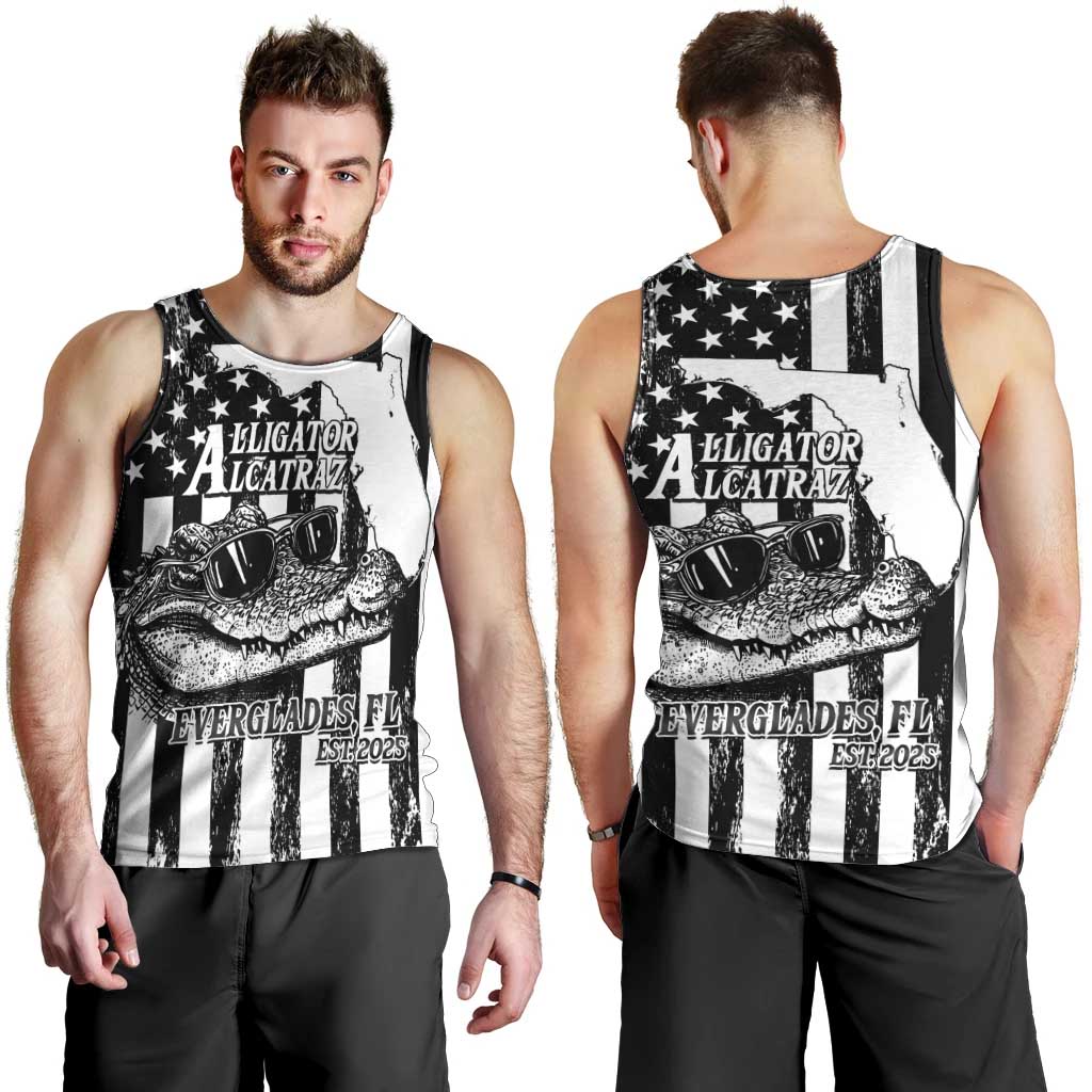 Alligator Alcatraz Men Tank Top Cool Gator Everglades USA Grunge Flag - Wonder Print Shop