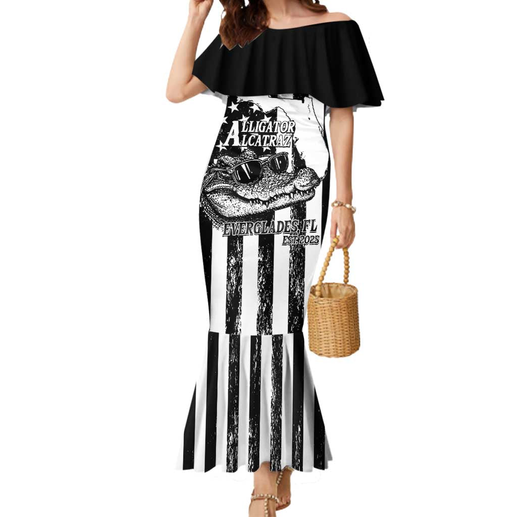 Alligator Alcatraz Mermaid Dress Cool Gator Everglades USA Grunge Flag - Wonder Print Shop