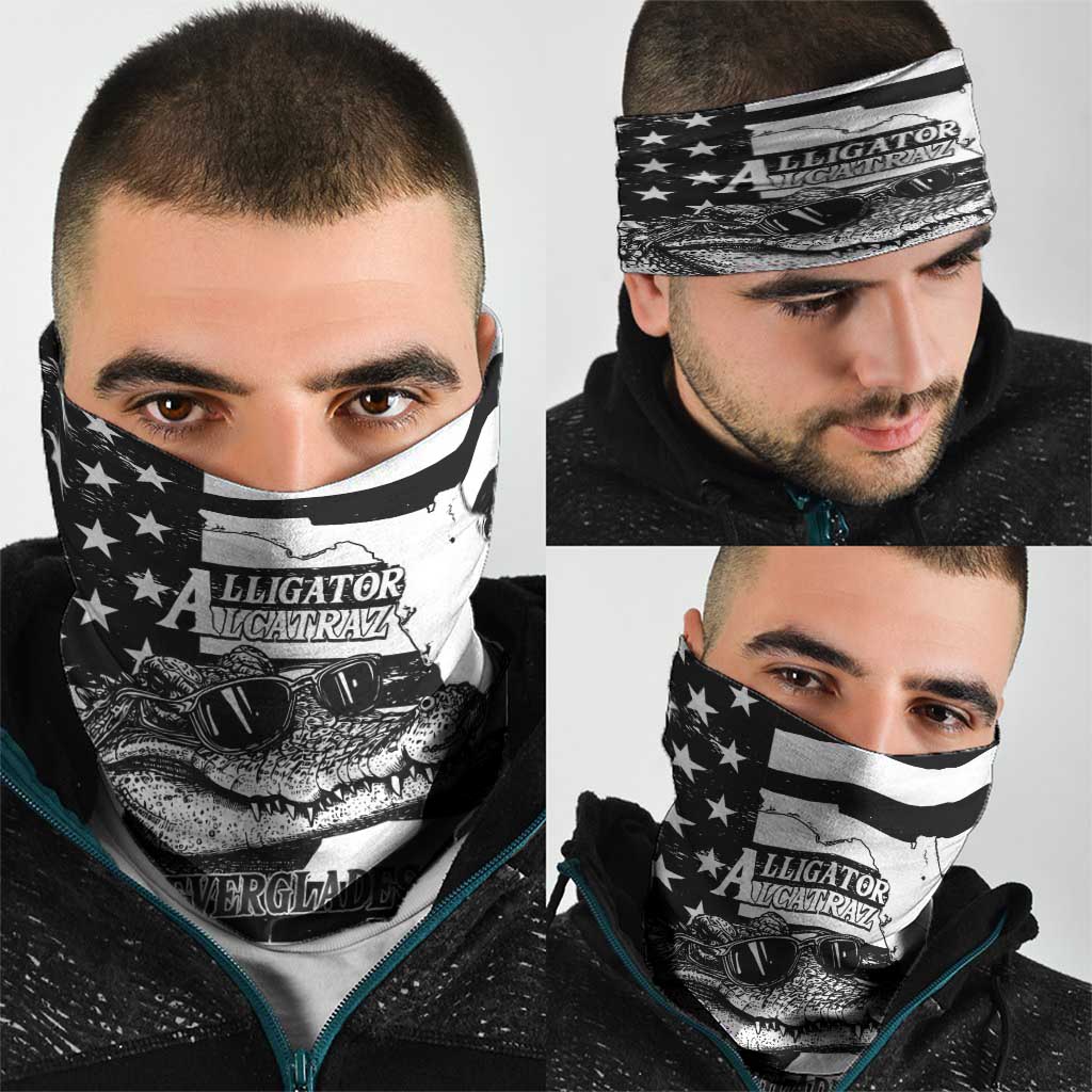 Alligator Alcatraz Neck Gaiter Cool Gator Everglades USA Grunge Flag - Wonder Print Shop
