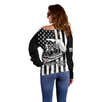 Alligator Alcatraz Off Shoulder Sweater Cool Gator Everglades USA Grunge Flag - Wonder Print Shop