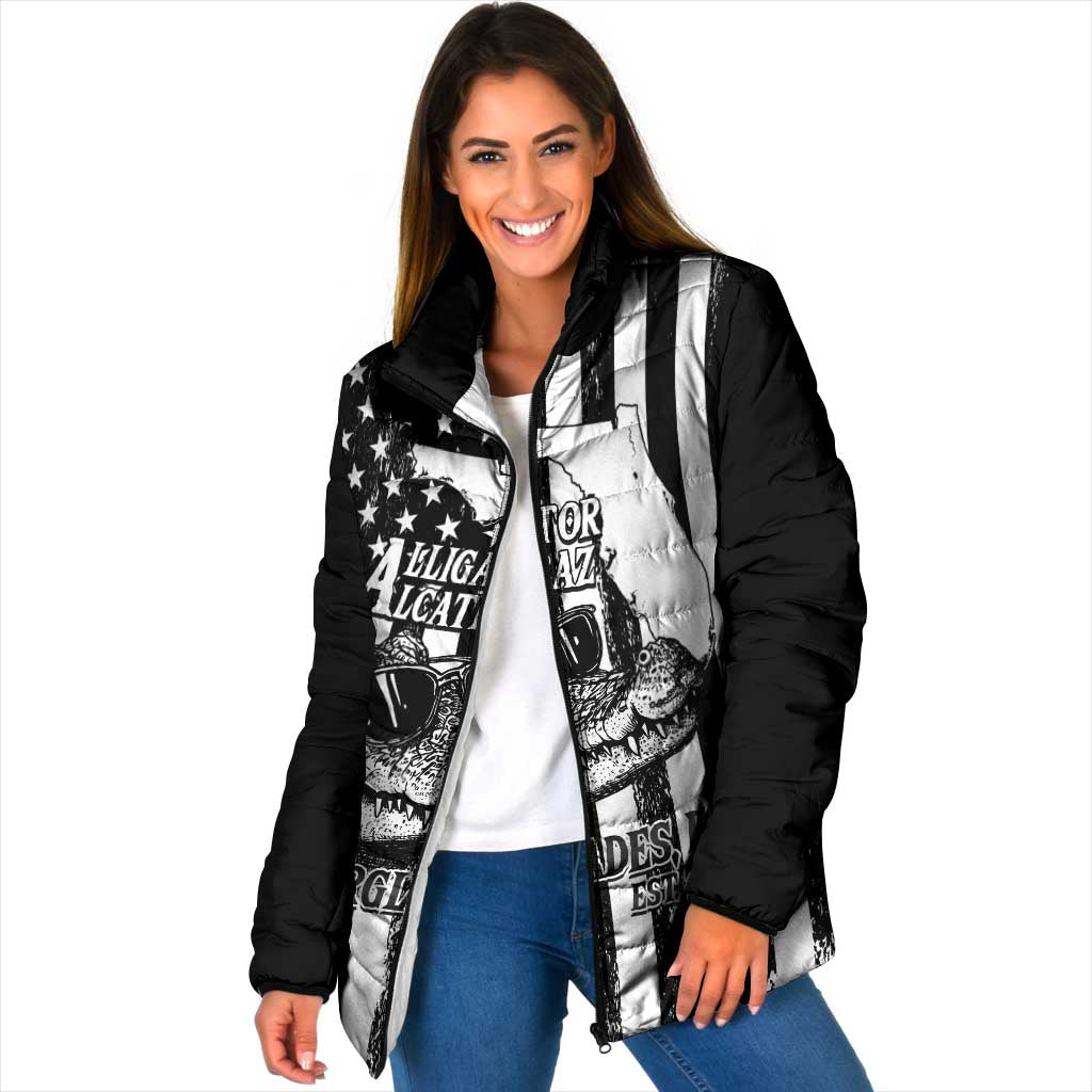 Alligator Alcatraz Padded Jacket Cool Gator Everglades USA Grunge Flag - Wonder Print Shop