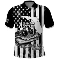Alligator Alcatraz Polo Shirt Cool Gator Everglades USA Grunge Flag - Wonder Print Shop