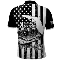 Alligator Alcatraz Polo Shirt Cool Gator Everglades USA Grunge Flag - Wonder Print Shop
