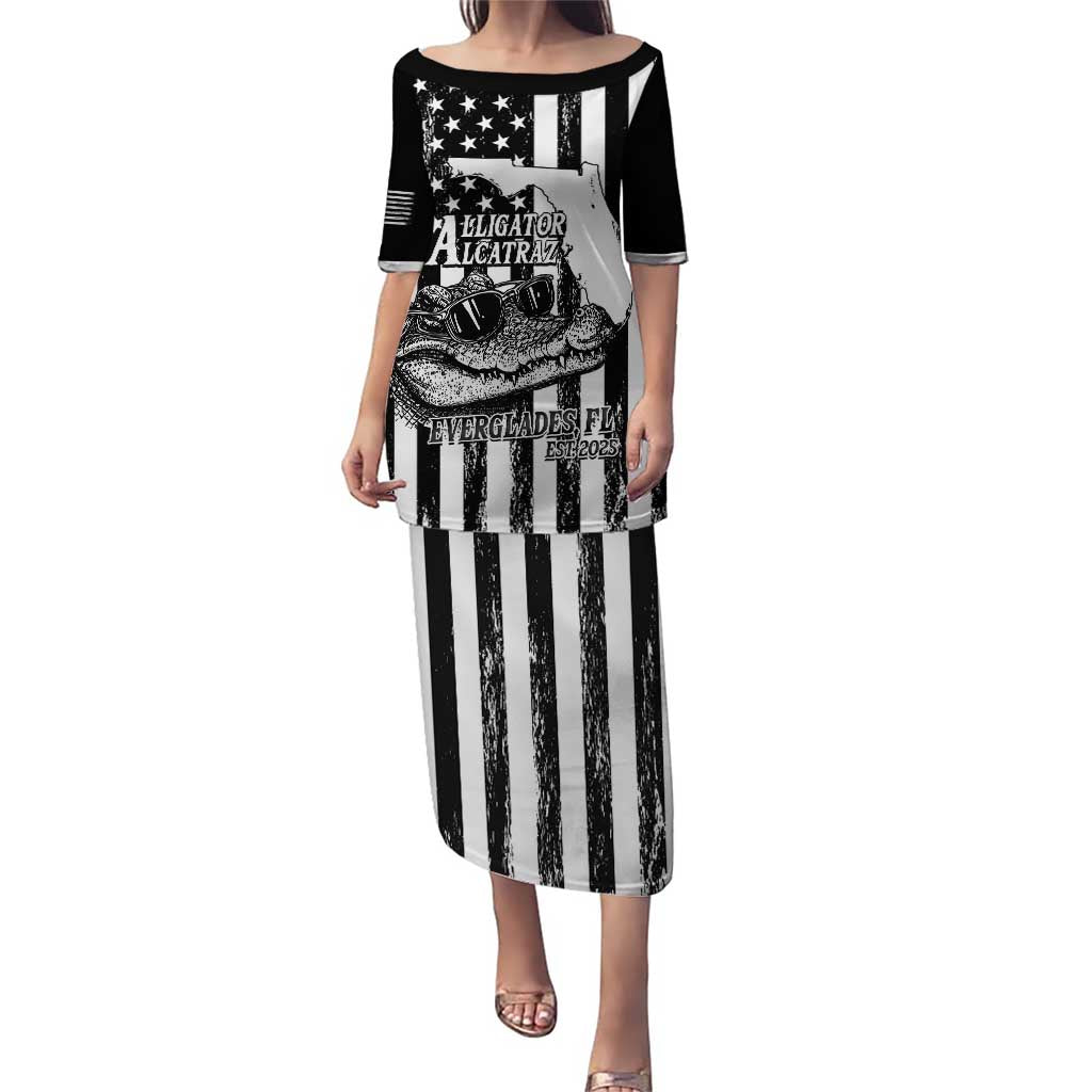 Alligator Alcatraz Puletasi Cool Gator Everglades USA Grunge Flag - Wonder Print Shop