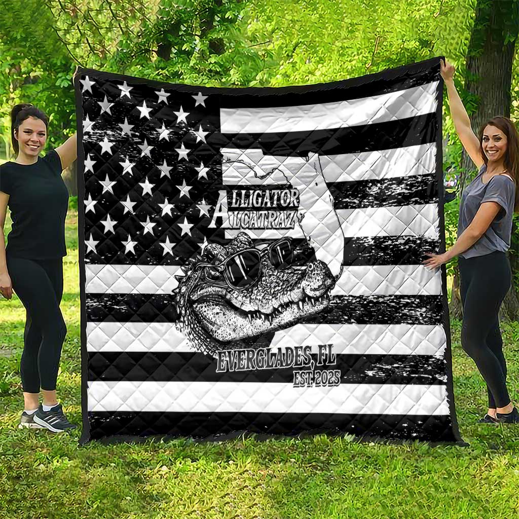 Alligator Alcatraz Quilt Cool Gator Everglades USA Grunge Flag - Wonder Print Shop