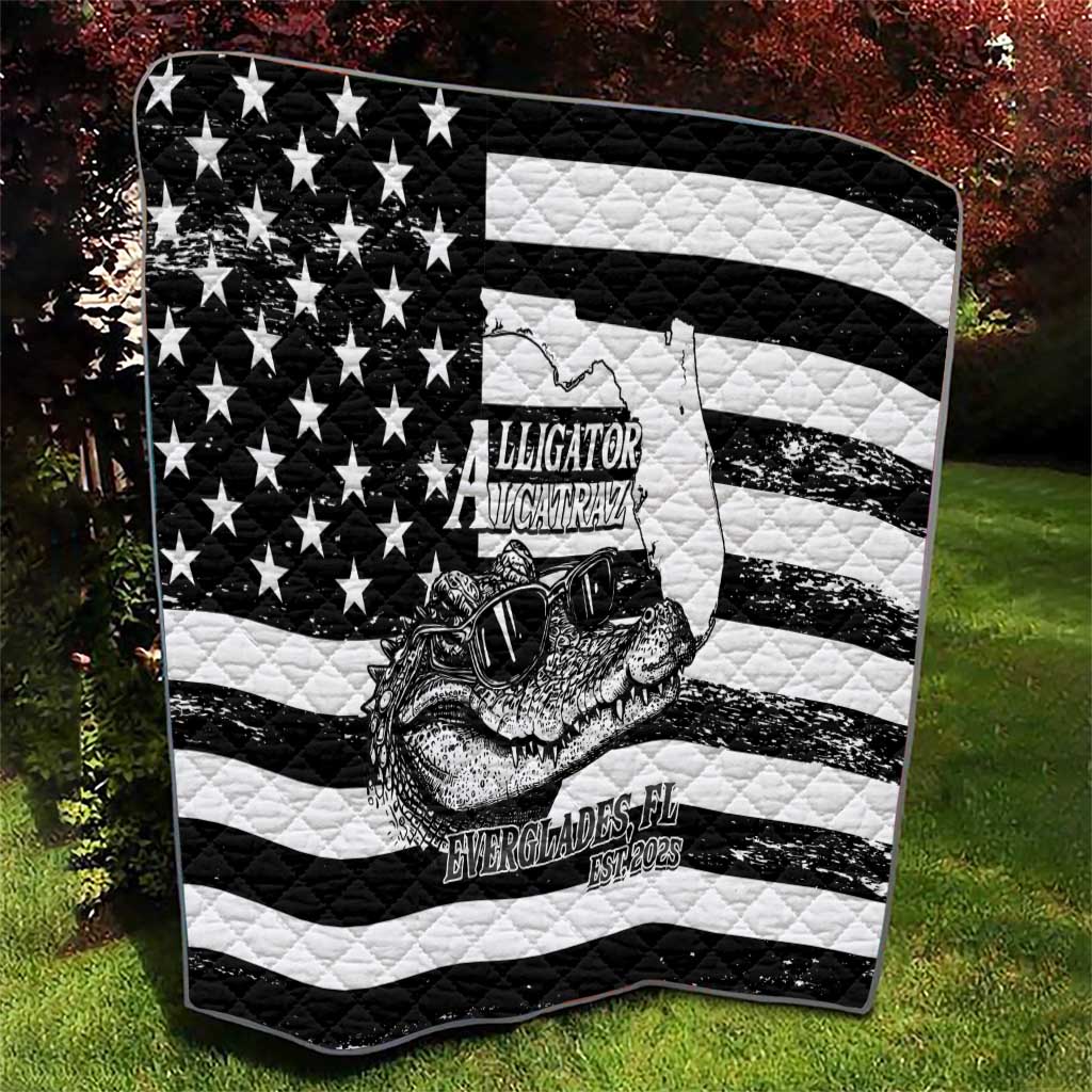 Alligator Alcatraz Quilt Cool Gator Everglades USA Grunge Flag - Wonder Print Shop