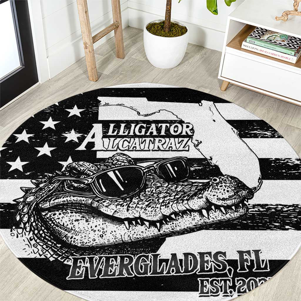 Alligator Alcatraz Round Carpet Cool Gator Everglades USA Grunge Flag - Wonder Print Shop