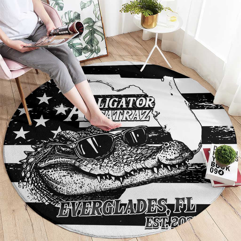 Alligator Alcatraz Round Carpet Cool Gator Everglades USA Grunge Flag - Wonder Print Shop