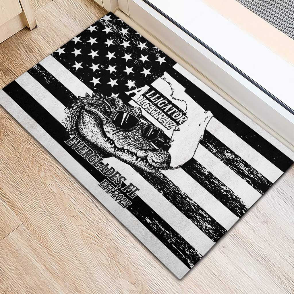 Alligator Alcatraz Rubber Doormat Cool Gator Everglades USA Grunge Flag - Wonder Print Shop