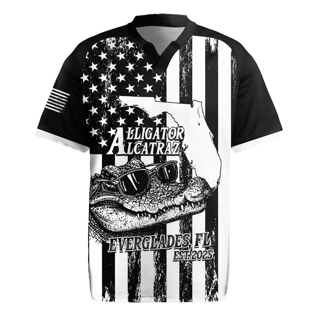 Alligator Alcatraz Rugby Jersey Cool Gator Everglades USA Grunge Flag - Wonder Print Shop
