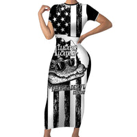 Alligator Alcatraz Short Sleeve Bodycon Dress Cool Gator Everglades USA Grunge Flag - Wonder Print Shop